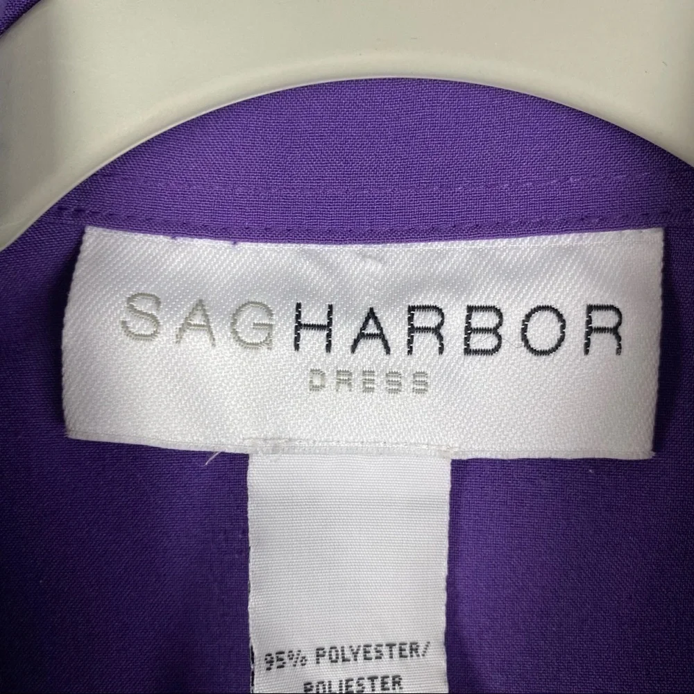 Sag Harbor Purple 3/4 Roll‎ Tab Sleeve Button Down Blouse Women's 8